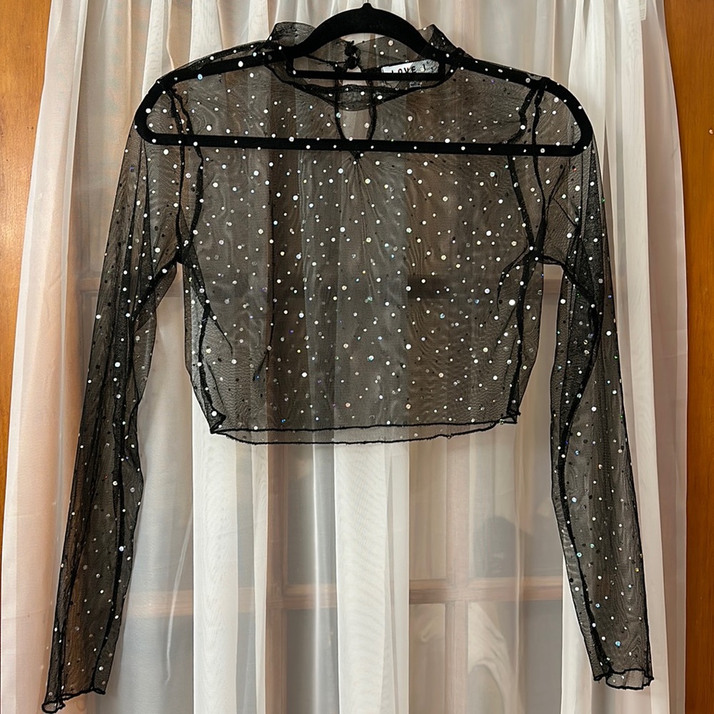 Sheer cropped top with a bit of a sparkle